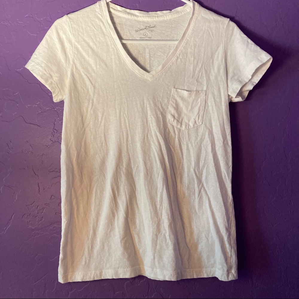 White v-neck tee